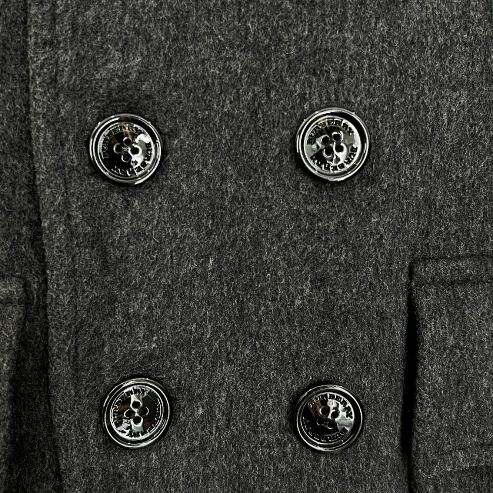 Burberry Charcoal Gray Double-Breasted Wool Coat Jacket Men's Large - Picture 4 of 9